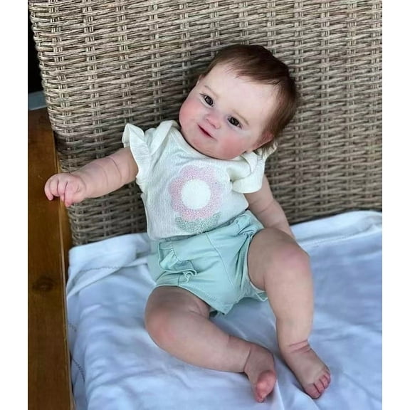 iCradle Smiling Adorable Reborn Baby Dolls Girl Soft Cloth Body Realistic Lovely Newborn Baby Doll Toy Gifts for Age3 