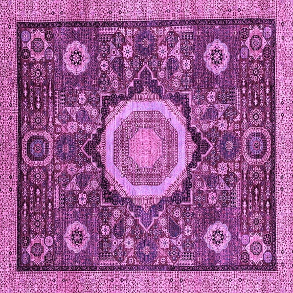 Ahgly Company Indoor Square Abstract Purple Modern Area Rugs, 7' Square