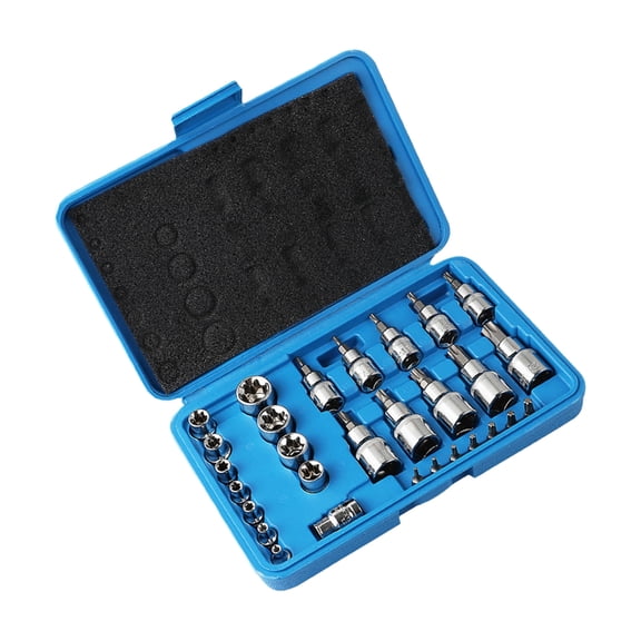 29pc Ergonomic Heavy Duty Socket Wrench Set 1/4" 3/8" 1/2" Drive Steel Mechanics Tool Set Organizers Box Auto Repair