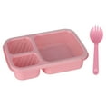 thumbnail image 2 of 3-Compartment Plastic Lunch Box for Office - Leakproof Microwave-Safe Bento Box with Divided Containers, Portable Food Storage Container (9.29x5.98x2.17in Pink)​, 2 of 3