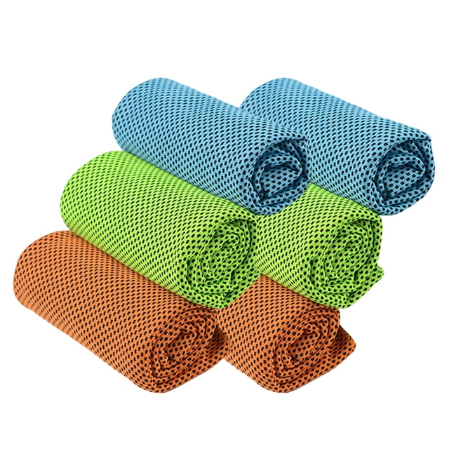 6Pcs Serviette de Sport Rafraîchissante Absorbant la Sueur (Vert Bleu Orange)