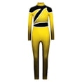 thumbnail image 3 of TiaoBug Kids Girls Sparkly Color Block Gymnastics Leotard Full Body Jumpsuit Long Sleeve Skating Bodysuit Yellow 10, 3 of 6