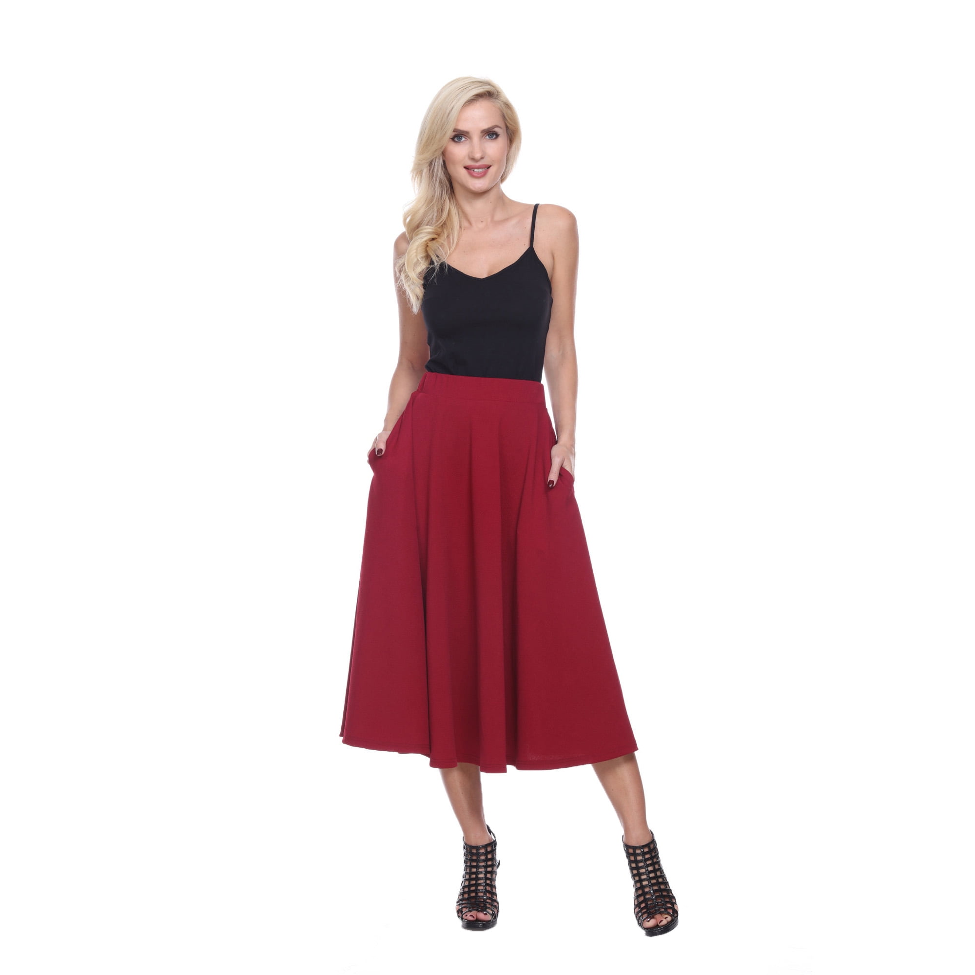 White mark flared midi skirt with pockets cheap