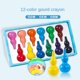 thumbnail image 5 of Crayones para niños pequeños de 12 colores, crayones con agarre en la palma, lápices de colores para pintar con los dedos, juguetes apilables, seguros para niños, niños, niños y niñas, 5 of 5