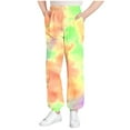 thumbnail image 2 of ATOGUTA Girls Joggers Size 3T-15 Loose High Waist Elastic Waist Trousers Kids Pull-on Lounge Tie Dye Joggers with Pocket Yellow, 2 of 5