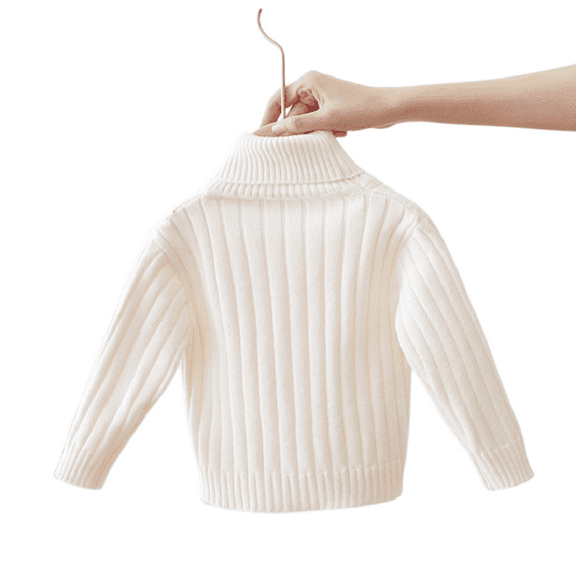 LYMAYTER Kids Boys Girls Turtleneck Sweater Toddler Long Sleeve Knit Tops Girls Solid Colour Pullover Bottoming Shirt for 1-7 Years