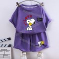 thumbnail image 3 of Camiseta de Snoopy para niño y niña, conjunto de 2 piezas, pantalones cortos, Tops de dibujos animados, chándales deportivos, trajes, regalo de cumpleaños, 3 of 5