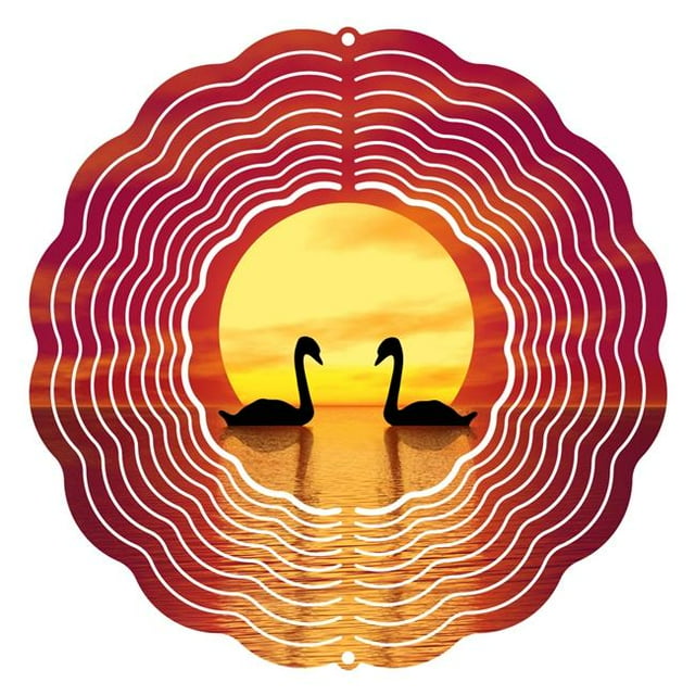 Next Innovations 101408001-SUNSETSWAN 10 in. Sunset Swan Wind Spinner Yard Decor
