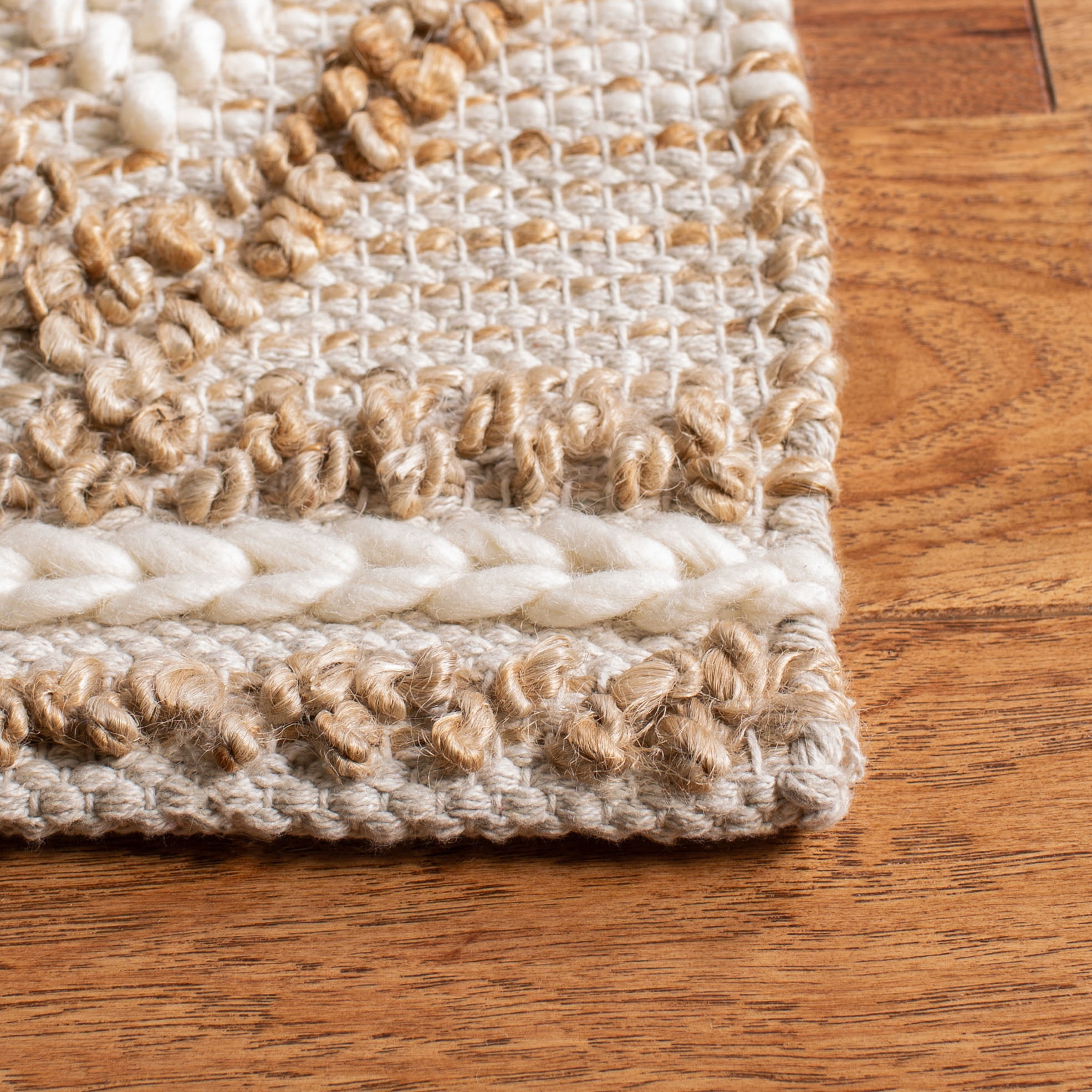 SAFAVIEH Natural Fiber Gerald Striped Geometric Area Rug, Beige/Ivory, 8' x 10'