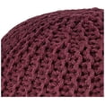 thumbnail image 3 of Urban Shop Round Knit Pouf, Wine, 3 of 5