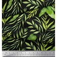 thumbnail image 3 of Soimoi Black Cotton Cambric Fabric Leaf Leaves Print Fabric by the Yard 42 Inch Wide, 3 of 3