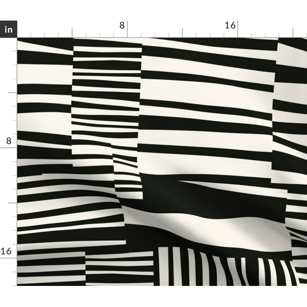 Minky Fabric by the Yard Monochrome Stripe Bold 60S Black And White