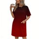 thumbnail image 2 of Mujeres Manga Corta Tops Impresión Casual Cuello Redondo Vendaje Vestido Falda de las Señoras, Vestido de Manga Corta para las Mujeres Primavera Verano Uso Diario, 2 of 6