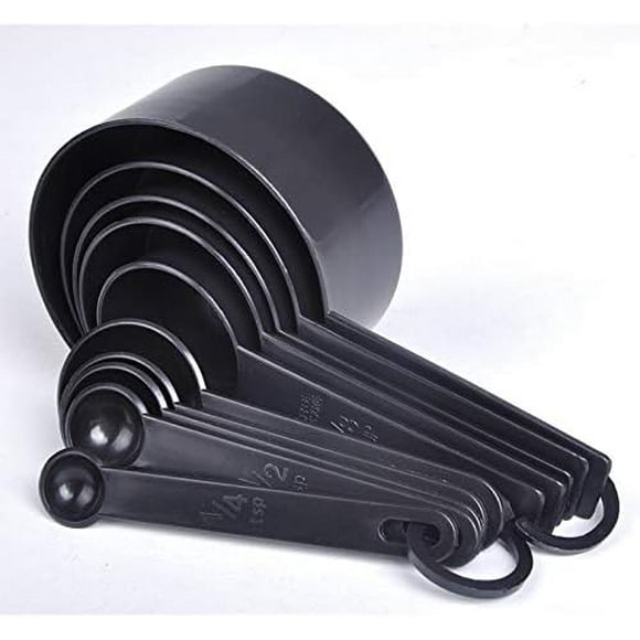 HAHADAXA 10pcs/Set Kitchen Cook Black Plastic Teaspoon Scoop Measuring Spoons Cups Measuring Set Tools Fit for Measurement