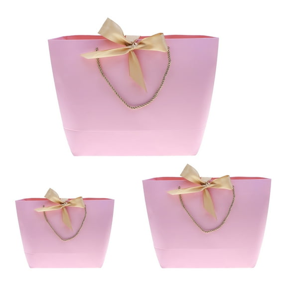 GOOHOCHY 3 Pcs Pink Paper Bags Large Size For Home Wedding Shop present Packaging And Storage
