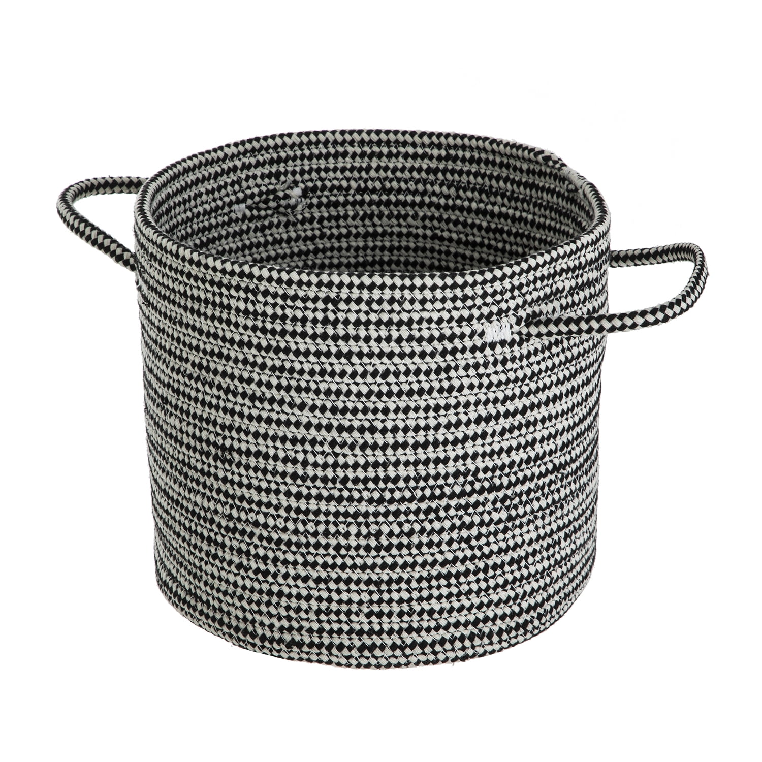Mainstays Round Black and White Cotton Rope Decorative Storage Basket with Handles