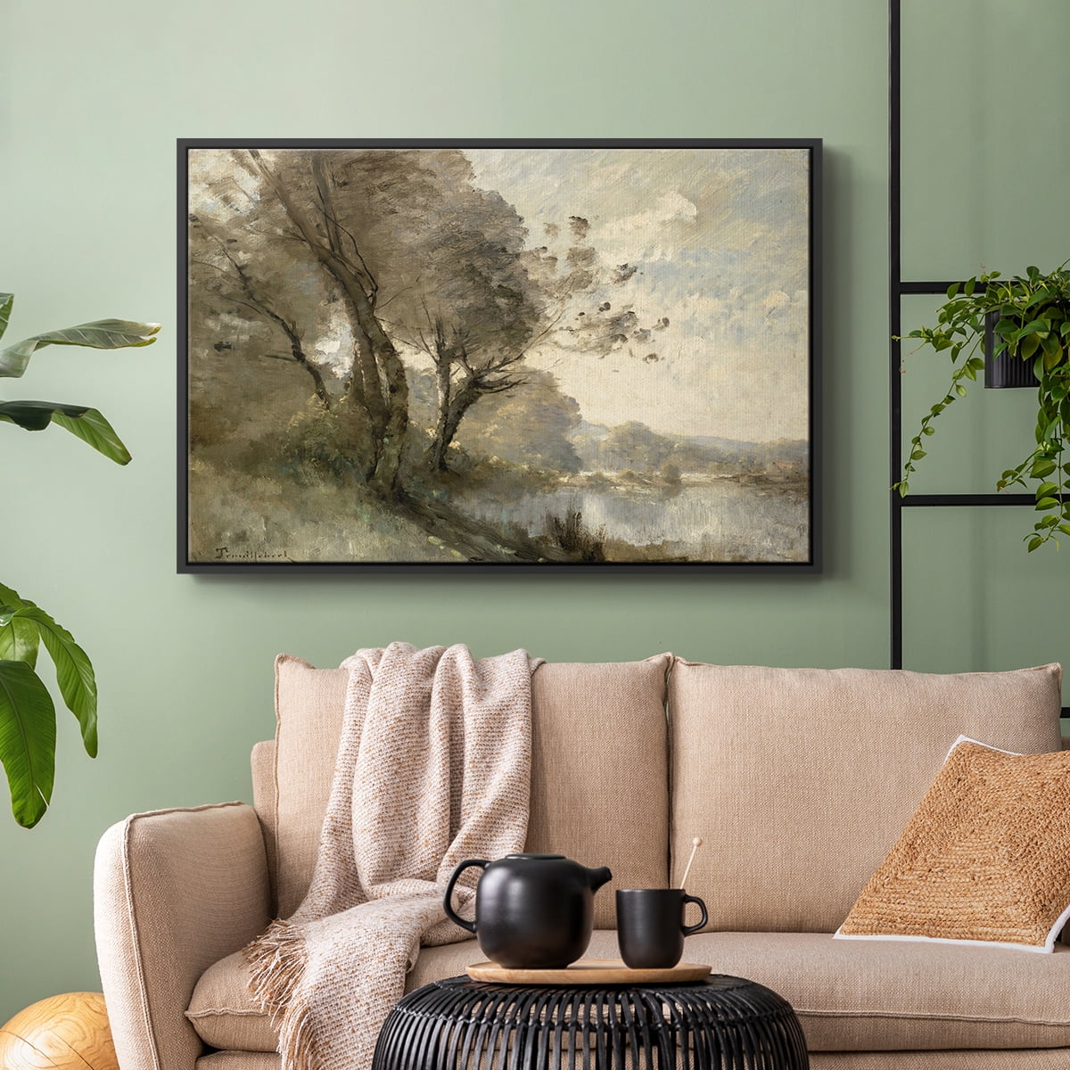 Vintage Landscape-MXVIII By Wexford Home Framed in Black Wood Gallery Wrapped Canvas 27 in. x 41 in.