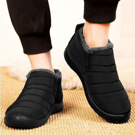

Zhaomeidaxi Mens Winter Snow Boots Fur Lined Warm Ankle Boots Slip On Waterproof Outdoor Booties Comfortable Shoes for Men