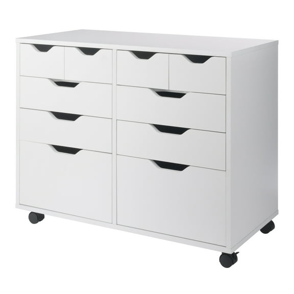 Winsome Halifax Bins & Drawers Multi-Storage Wide Mobile Cabinet 10804, White Finish