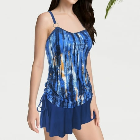 Summer Savings Clearance 2025! Horkkom Bathing Suit for Women Summer Plus Size Two Piece Swimsuits Floral Print Tank Top with Boyshorts Swimming Suits