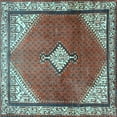 thumbnail image 1 of Ahgly Company Indoor Square Medallion Light Blue Traditional Area Rugs, 4' Square, 1 of 4