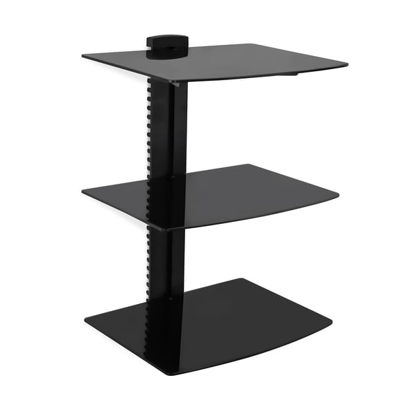 MegaMounts 3 Shelf Tempered Glass Multimedia Mount