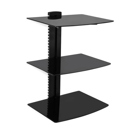 MegaMounts 3 Shelf Tempered Glass Multimedia Mount