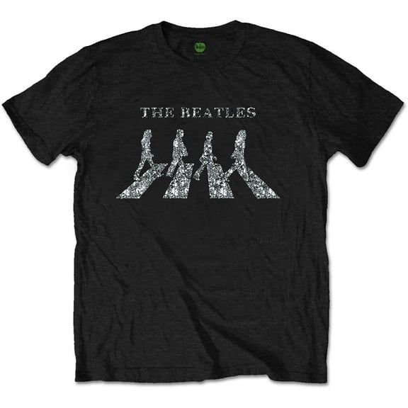 Men's Beatles Crossing (Diamante) Slim Fit T-shirt Small Black