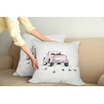 thumbnail image 2 of Ambesonne Love Throw Pillow Cover 2 Pack, Just Married Cartoon Car, 24", Pink White, 2 of 5