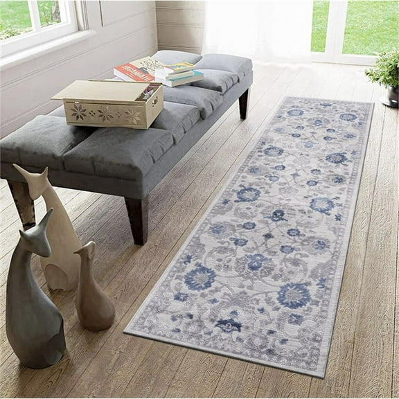 Usak Collection 2' x 8' Ivory/Beige Oriental Distressed Non-Shedding Area Rug