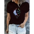 thumbnail image 1 of 1pc Women's Casual Graphic Tee, Cotton Round Neck Short Sleeve T-Shirt with abstract Demon Girl Print, Comfortable Knit Fabric, all-Season Fashion Top, 1 of 6