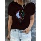 thumbnail image 1 of Playera estampada para mujer, divertida e inspiradora, novedosa, informal, de manga corta1pc Women's Casual Graphic Tee, Polyester Round Neck Short Sleeve T-Shirt with Abstract Demon Girl Print, Com, 1 of 6