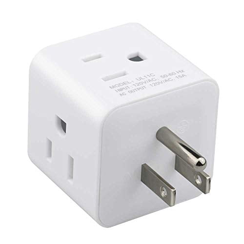 Grounded 3 Outlet Triple AC Wall Plug Power Tap Splitter 3-Way Electric Adapter 