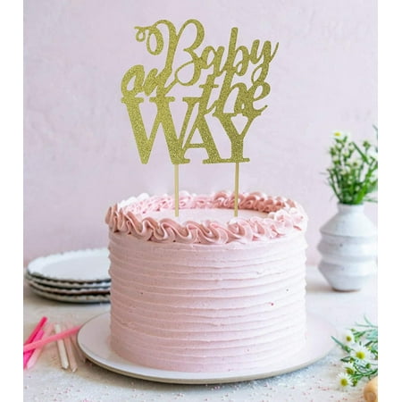 Starsgarden Gold Glitter Baby On The Way Cake Topper He Or She What Will It Bee