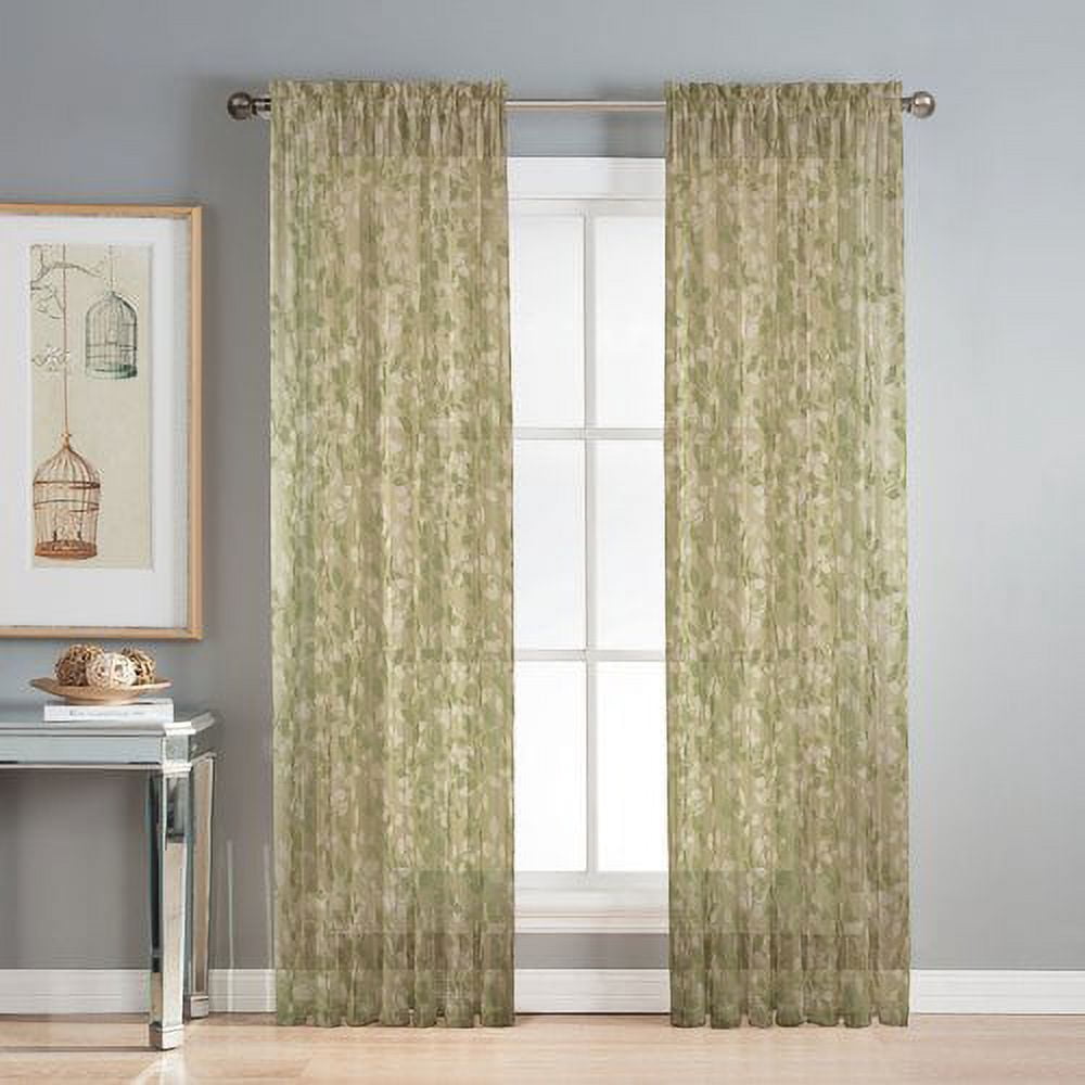 Pinehurst Printed Sheer Extra Wide 54 x 84 in. Rod Pocket Curtain Panel