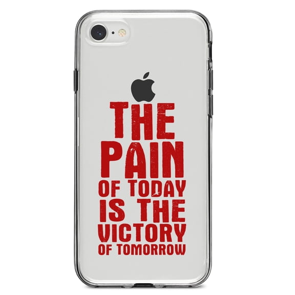 DistinctInk Clear Shockproof Hybrid Case for iPhone 7 8 SE (2020 Model) 4.7" Screen TPU Bumper Acrylic Back Tempered Glass Screen Protector - The Pain of Today is the Victory of Tomorrow