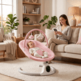 thumbnail image 3 of Movease Infant Baby Swing , Smart Swing with App Control, Multi-Speed Motion, Music Playback, Space-Saving Frame, Pink, 3 of 4