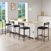 Bar Stools Set of 4, Kitchen Bar Stools with Footrest, PU Upholstered Counter Height Barstools, Bar Chairs with Back for Dining Room, Kitchen, Party, Apartment, Counter Bar, Easy Assembly