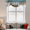 thumbnail image 2 of Teal Blue Tie Up Valance Curtains for Windows, Kitchen Curtains Window Treatments, Brown White Minimalist Retro Smear Ombre Art Short Window Shades Valances for Bedroom Bathroom Cafe 42"x12", 2 of 8