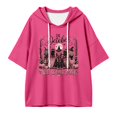 thumbnail image 5 of Arlun Women's Cancer Halloween Witch Print Hoodies in October We Wear Pink Hooded Sweatshirts Fall Oversized 3/4 Sleeve Loose Drop Shoulder Drawstring Pullover Top, 5 of 6