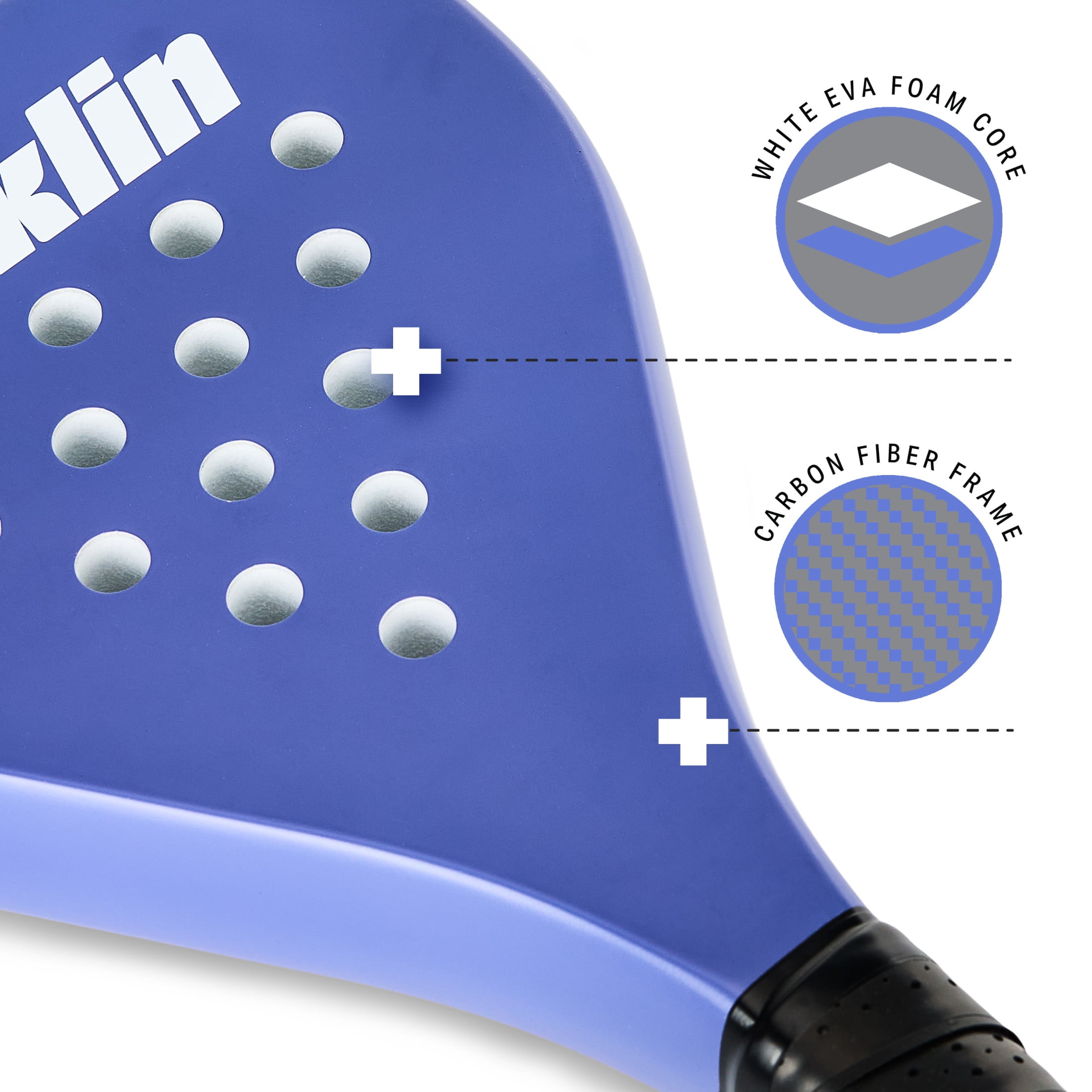 Franklin Sports - Sweet Spot Padel Training Racket - Fiberglass Padel Racket with Foam Core - 365g - Purple