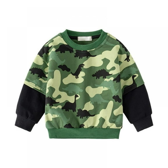 BESLY Toddler Baby Boys Sweatshirts Camouflage Pullover T-Shirts Toddler Cotton Cute Dinosaur Tops Tee Long Sleeve Outdoor Outfit