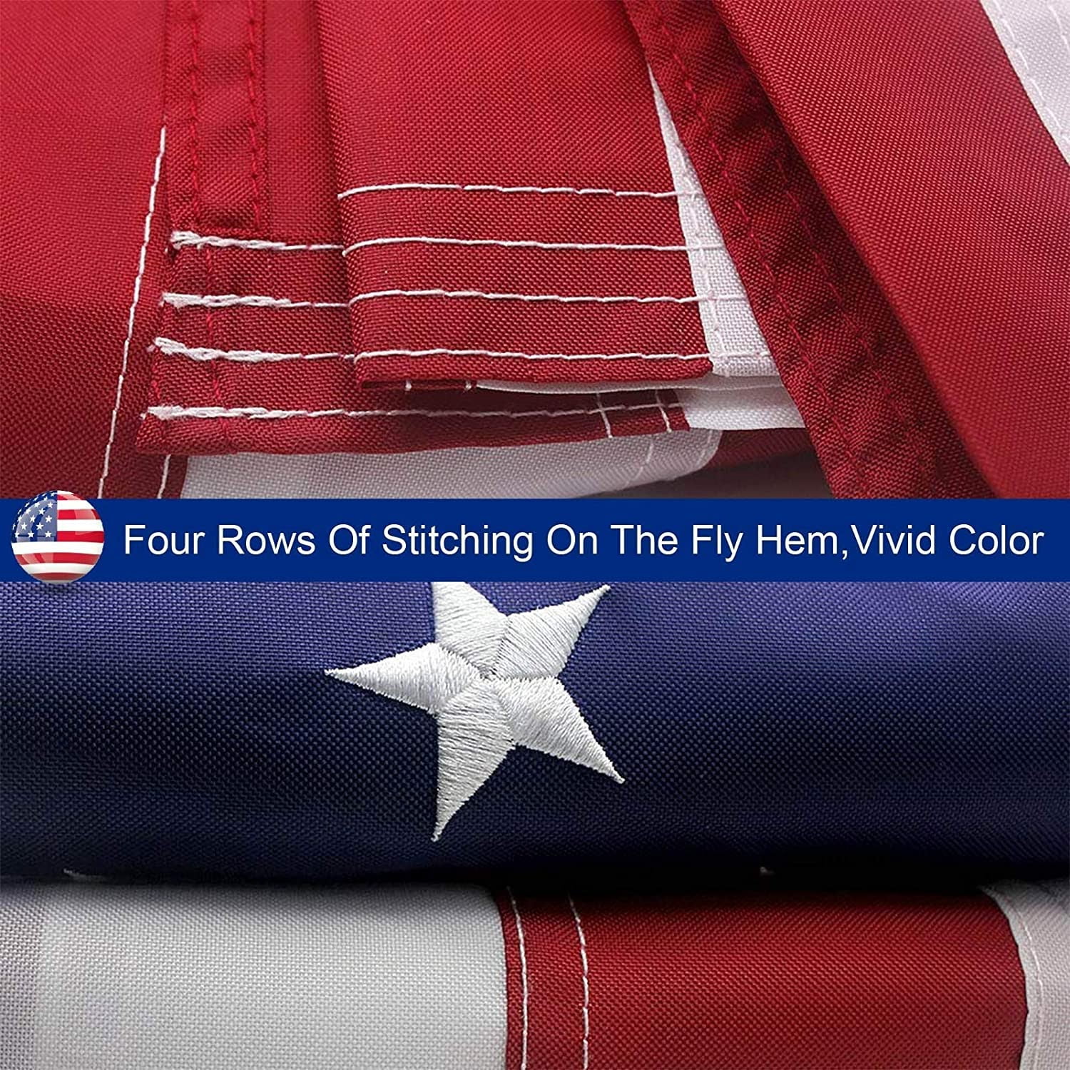 Samerd American Flag 8x12 ft, Embroidered Stars, Sewn Stripes, Brass Grommets, Weather-Resistant Nylon