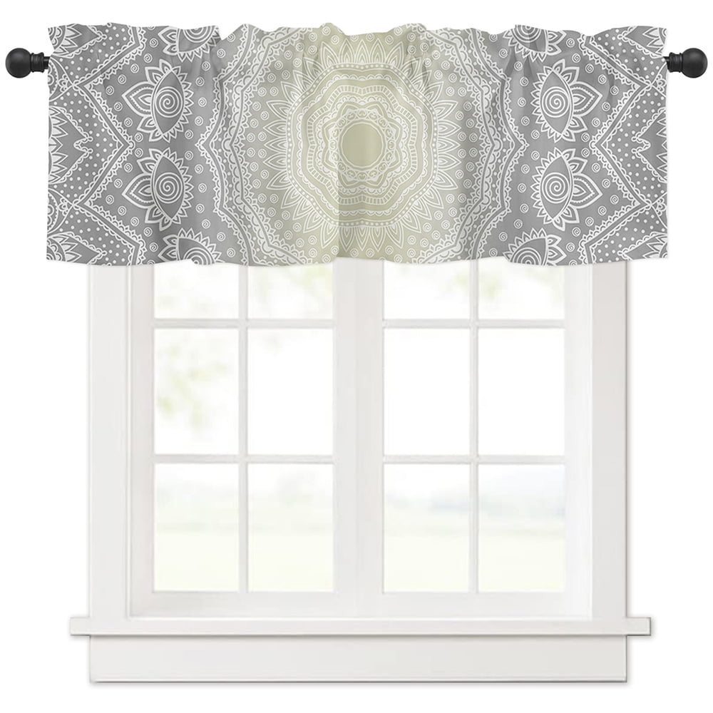 MAWCLOS Kitchen Curtain Rod Pocket Short Drapes Valance Luxury Half