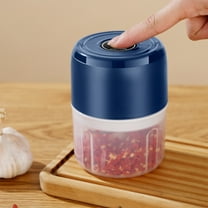Garlic Chopper Food Processor Mini Mincer - 100ml Capacity | ABS Material | Stainless Steel Blades | Electric Garlic Press Grinder | Vegetable Meat Masher | Push Button | Easy Clean | Blue or Green
