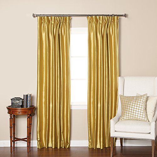Quality Home Closeout Faux Silk Pinch Pleat Blackout Curtains Gold