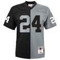 thumbnail image 2 of Youth Mitchell & Ness Charles Woodson Black/Silver Las Vegas Raiders Split Legacy Jersey, 2 of 3