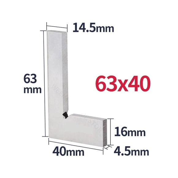 Set Square Knife Edge Square Ruler 90 Degree Carpentry Tools Woodworking Metal Try Squares Measuring Angle Rulers 63x40/80x50mm ,Woodworking Protractor