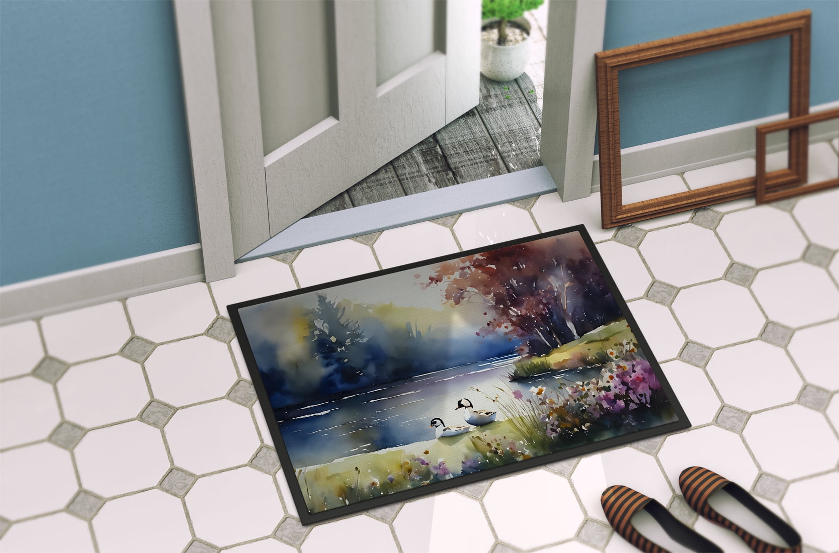 Caroline's Treasures DAC3193JMAT Bufflehead Doormat Front Door Mat Indoor Outdoor Rugs for Entryway, Non Slip Washable Low Pile, 24H X 36W