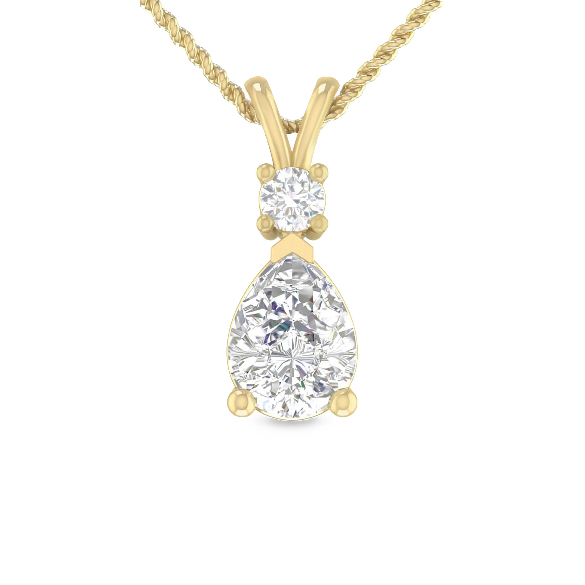Details about   10k Yellow Gold Pear White Topaz Pendant with 16" Chain